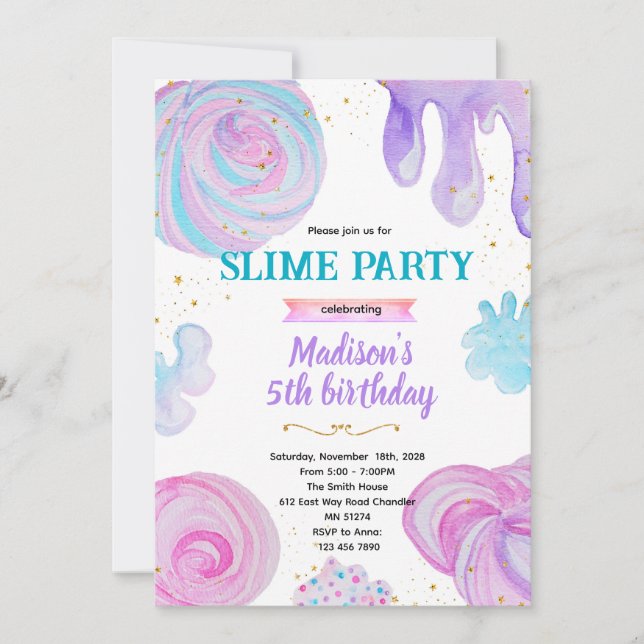 Slime Birthday party invitation (Front)