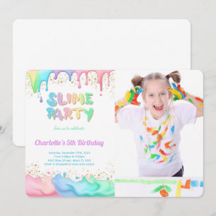 Slime Birthday Party Photo Invitation