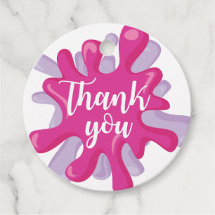 Slime Birthday Thank You Favour Tag Pink Purple