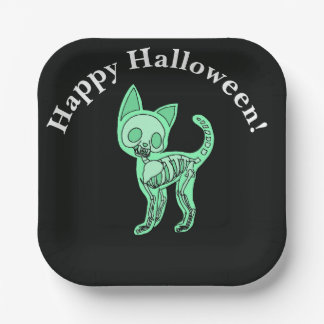 Slime Cat Halloween Happy Halloween Paper Plate