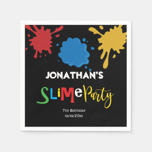 Slime Fun children Birthday party personalised Napkin