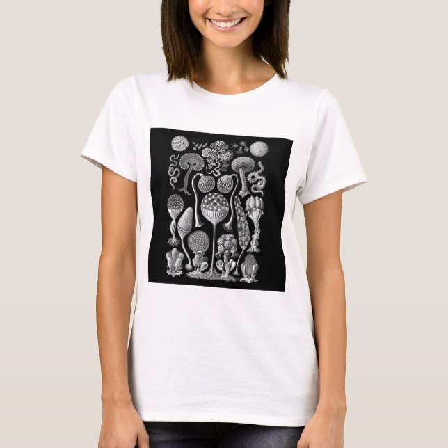Slime Molds in Black and White T-Shirt (Front)