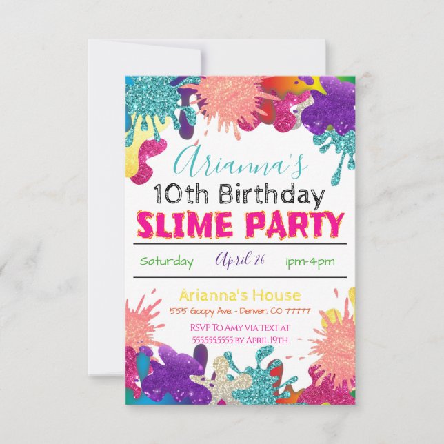 Slime Party Birthday Invitation (Front)