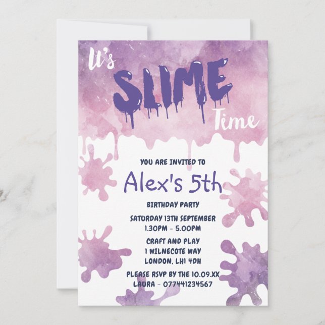 Slime Party Birthday Invitations (Front)
