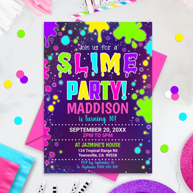 Slime Party Invitation Slime Birthday Invitation (Creator Uploaded)