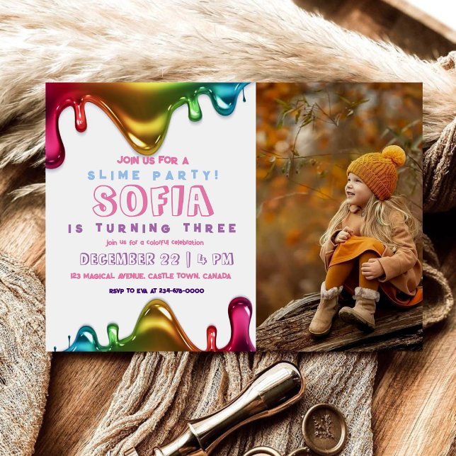 Slime Party Rainbow Slime | Gender Neutral Invitation (Creator Uploaded)