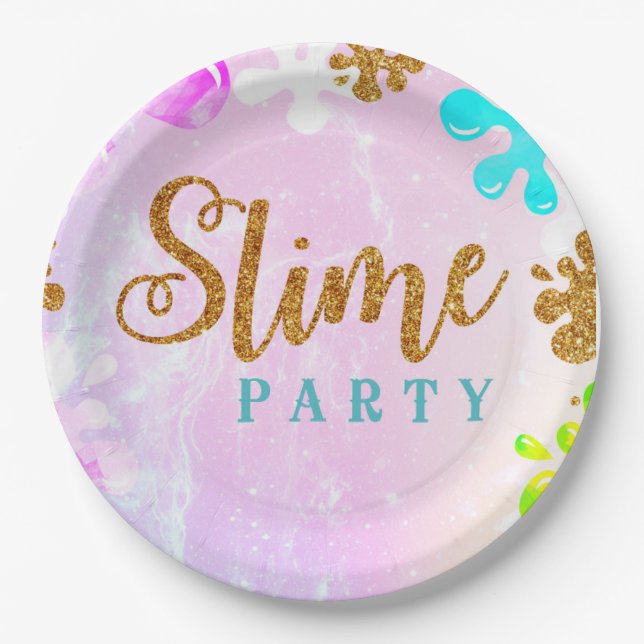 Slime Pastel Birthday Party Paper Plate (Front)
