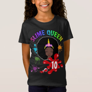 Slime Queen Afro American Birthday Girl Custom T-Shirt