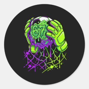 Slime Soccer 67 Goalie Gloves Dripping Funny Sport Classic Round Sticker