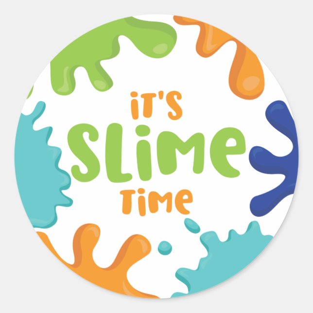 Slime Time Birthday Party Plates Orange Blue Green Classic Round Sticker (Front)