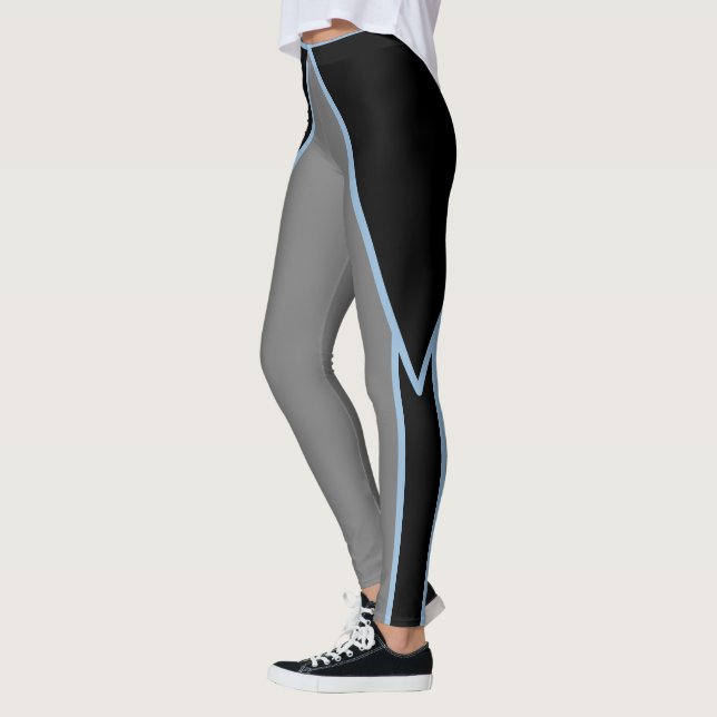Slimming Black Grey and Blue Leggings (Left)