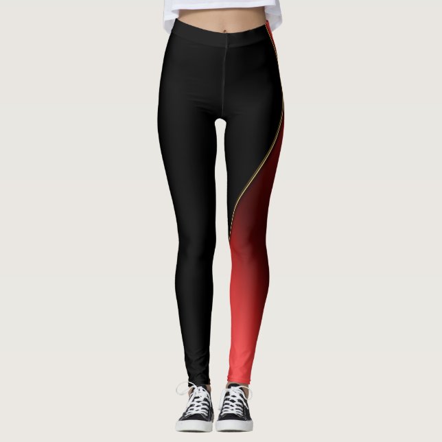 Slimming Red and Black Shaded Leggings (Front)
