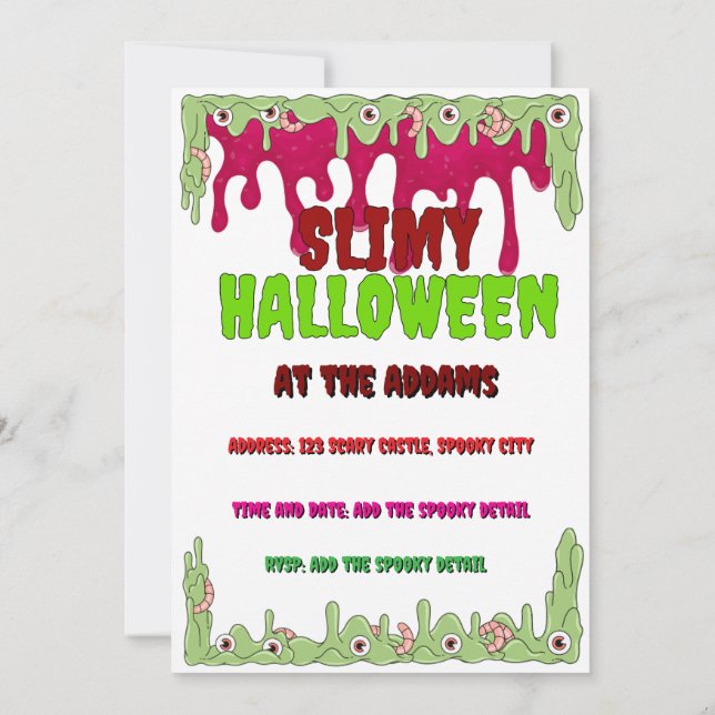 Slimy Halloween Invitation Card (Back)