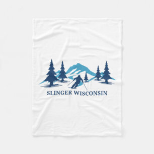 Slinger Wisconsin Ski Resort Skiing Skier _1 Fleece Blanket