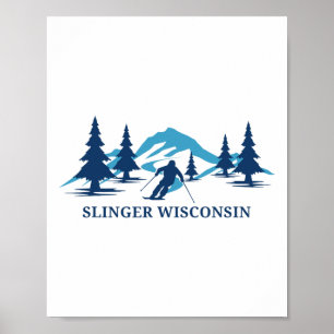 Slinger Wisconsin Ski Resort Skiing Skier Poster