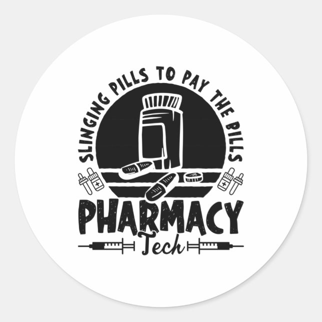 Slinging Pills Pharmacist Pharmacy Technician Gift Classic Round Sticker (Front)