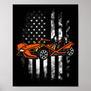 Slingshot Car American Usa Flag 4th Of July  Poster