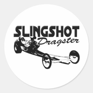 slingshot dragster vintage drag racing classic round sticker
