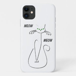 Slinky Black Cat Meow Meow Custom Text Green Eyes Case-Mate iPhone Case