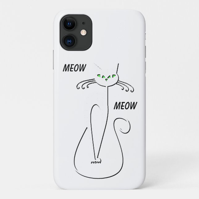 Slinky Black Cat Meow Meow Custom Text Green Eyes Case-Mate iPhone Case (Back)