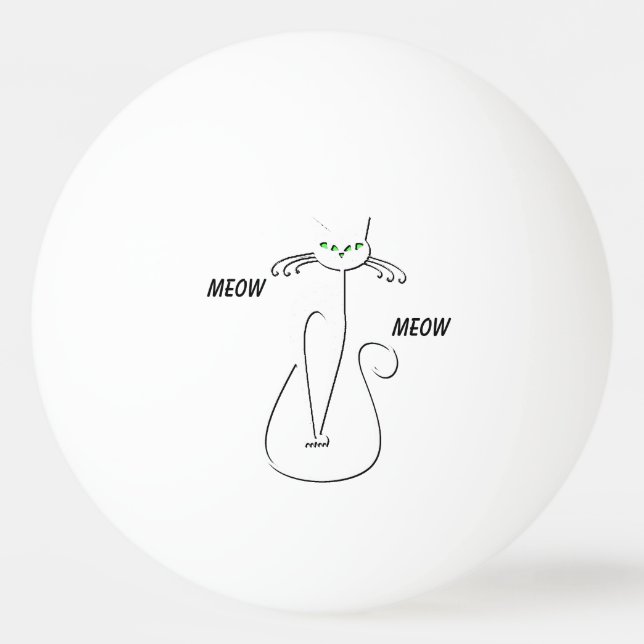 Slinky Black Cat Meow Meow Custom Text Green Eyes Ping Pong Ball (Front)