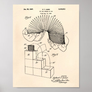 Slinky Toy 1946 Patent Art - Old Peper Poster