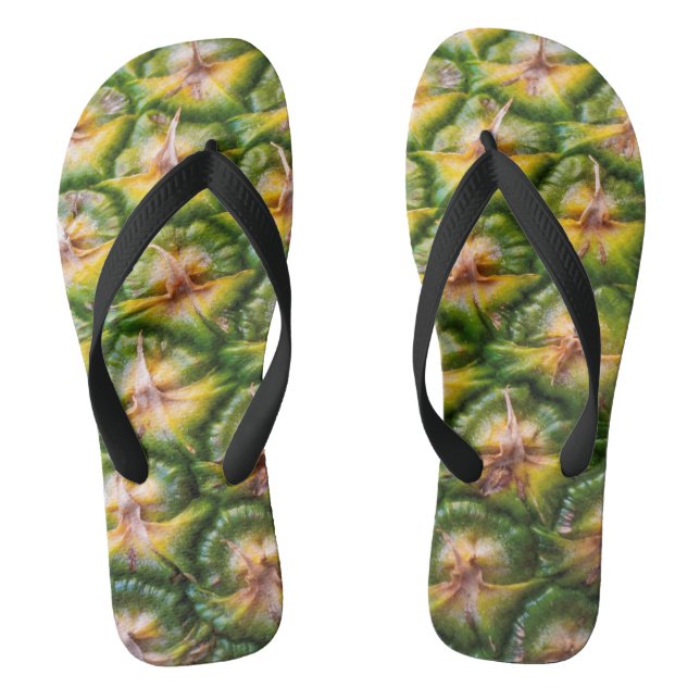Slippers with pineapple print close up jandals (Footbed)