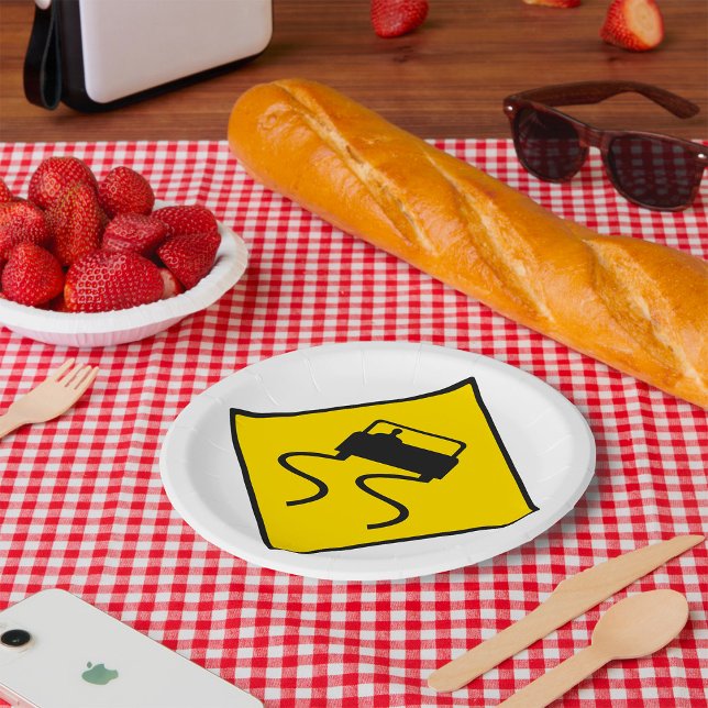 Slippery Road Sign Paper Plates (Creator Uploaded)