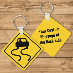 Slippery Road when Wet Key Ring