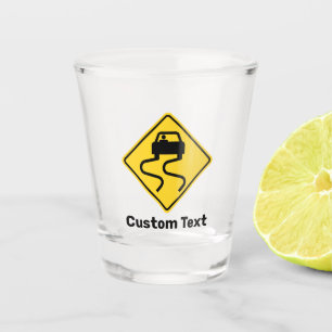 Slippery Road when Wet Shot Glass