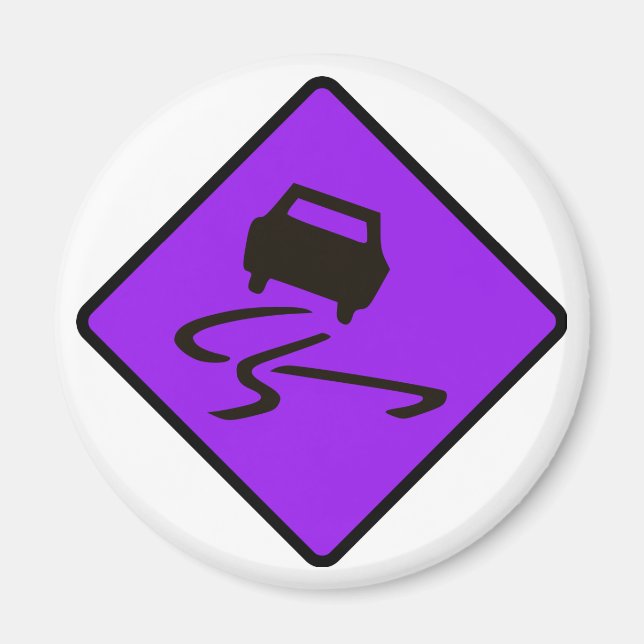 Slippery When Wet Road Traffic sign Australia Car Magnet (Front)