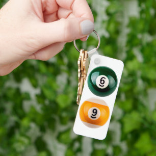 SlipperyJoe 69 hard pool table two billiard balls  Key Ring