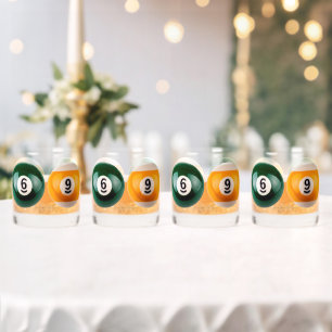 SlipperyJoe 69 hard pool table two billiard balls  Whiskey Glass