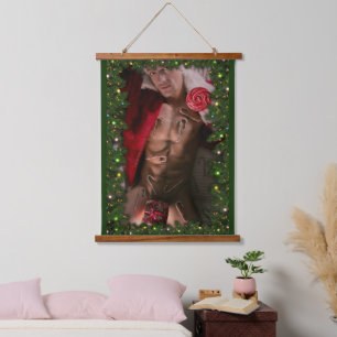 SlipperyJoe candy canes male chest lollipop colorf Hanging Tapestry