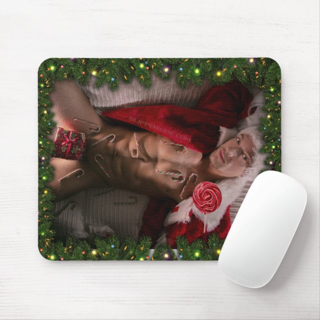 SlipperyJoe candy canes male chest lollipop colorf Mouse Pad (With Mouse)