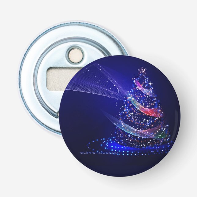SlipperyJoe Christmas tree digital translucent red Bottle Opener (Front)