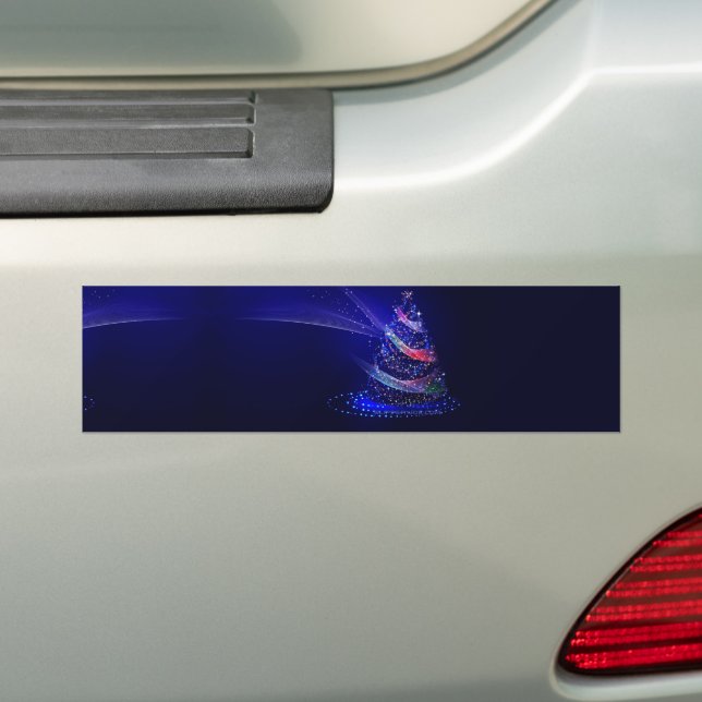 SlipperyJoe Christmas tree digital translucent red Bumper Sticker (On Car)