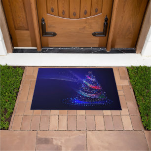 SlipperyJoe Christmas tree digital translucent red Doormat