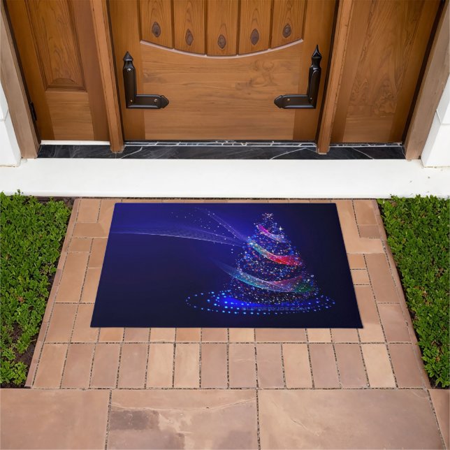 SlipperyJoe Christmas tree digital translucent red Doormat (Outdoor)