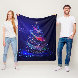 SlipperyJoe Christmas tree digital translucent red Fleece Blanket