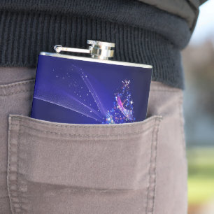 SlipperyJoe Christmas tree digital translucent red Hip Flask