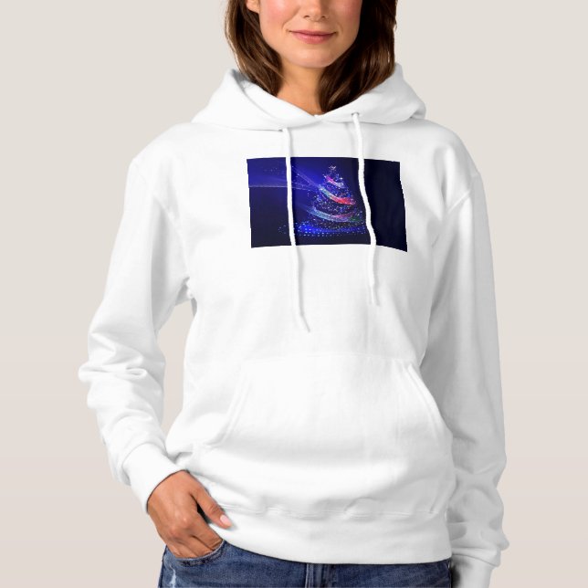 SlipperyJoe Christmas tree digital translucent red Hoodie (Front)