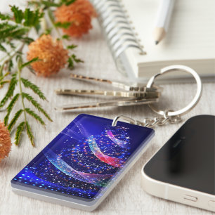 SlipperyJoe Christmas tree digital translucent red Key Ring