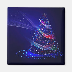 SlipperyJoe Christmas tree digital translucent red Magnet