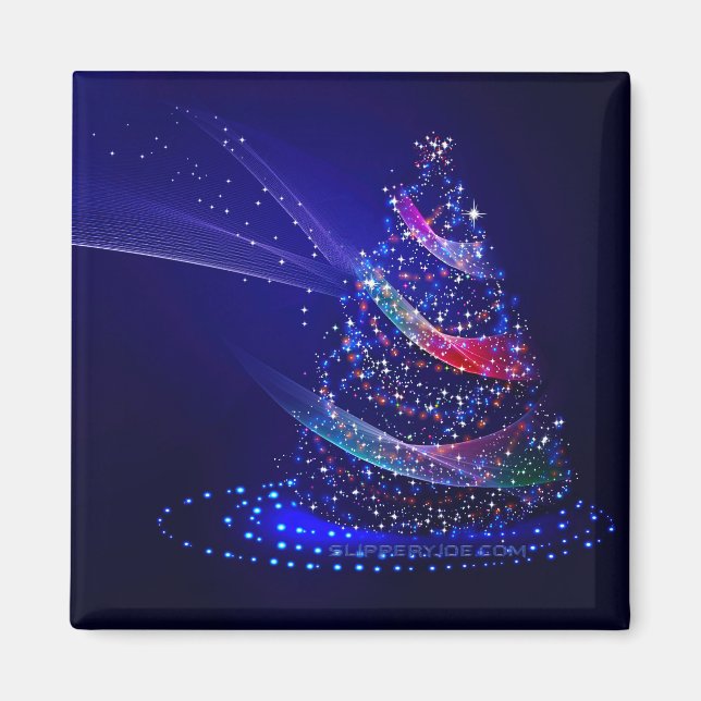 SlipperyJoe Christmas tree digital translucent red Magnet (Front)