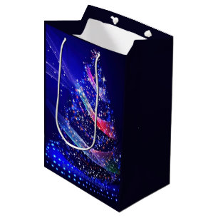 SlipperyJoe Christmas tree digital translucent red Medium Gift Bag