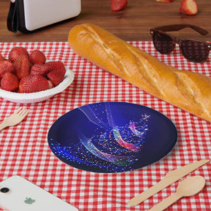 SlipperyJoe Christmas tree digital translucent red Paper Plate