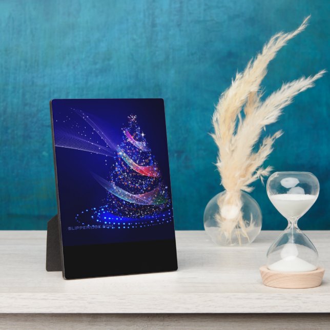 SlipperyJoe Christmas tree digital translucent red Plaque (Side)