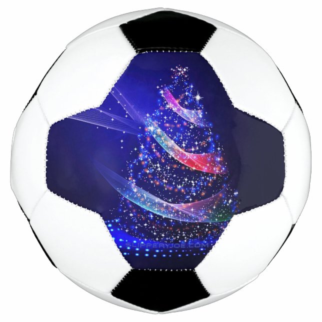SlipperyJoe Christmas tree digital translucent red Soccer Ball (Front)