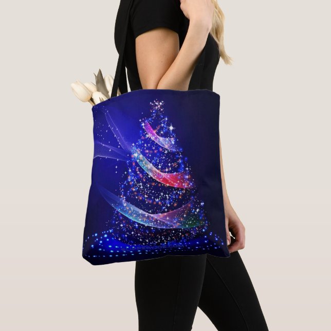 SlipperyJoe Christmas tree digital translucent red Tote Bag (Close Up)